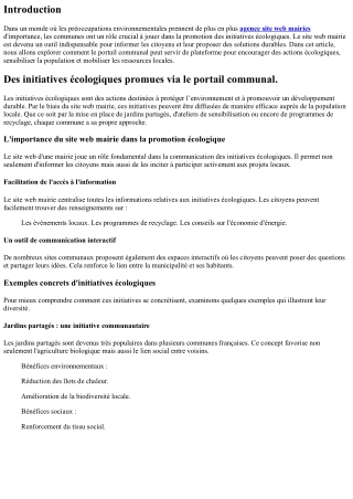 “Des initiatives écologiques promues via le portail communal.”