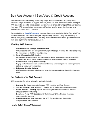 Buy Aws Account _ Best Vcpu & Credit Account