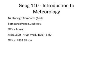 Geog 110 - Introduction to Meteorology
