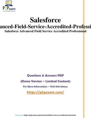 Advanced Field Service Pro: Q&A PDF Guide
