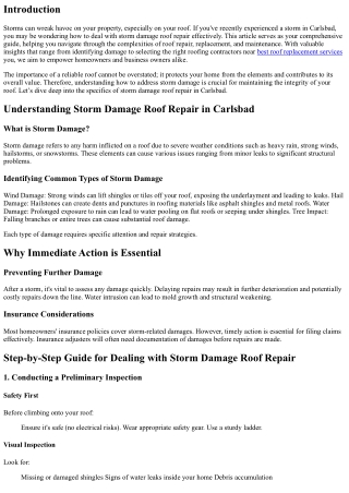 How to Deal with Storm Damage Roof Repair in Carlsbad