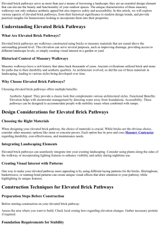“Highlighting Unique Features with Elevated Brick Pathways”
