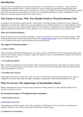 “The Future is Green: Why You Should Switch to Wood Invitations Too!”