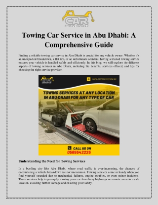 Towing Car Service in Abu Dhabi A Comprehensive Guide