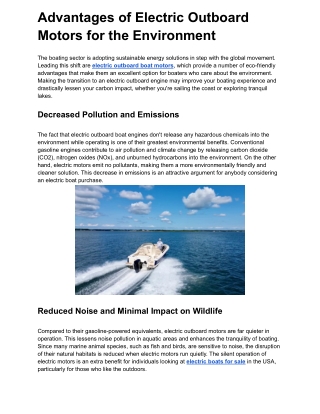 Advantages of Electric Outboard Motors for the Environment