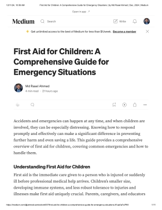 First Aid for Children: A Comprehensive Guide for Emergency Situations