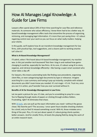 How AI Manages Legal Knowledge A Guide for Law Firms