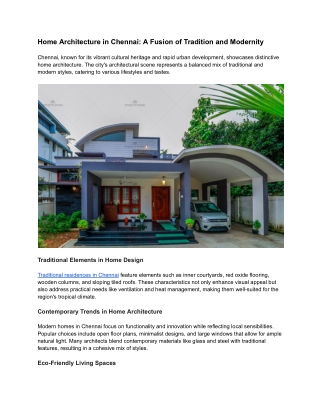Home Architecture in Chennai