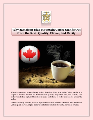 Why Jamaican Blue Mountain Coffee Stands Out from the Rest