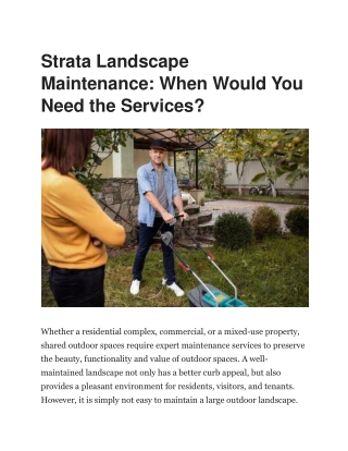 Professional Strata Landscape Maintenance Services