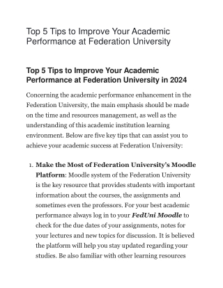 Top 5 Tips to Improve Your Academic Performance at Federation University