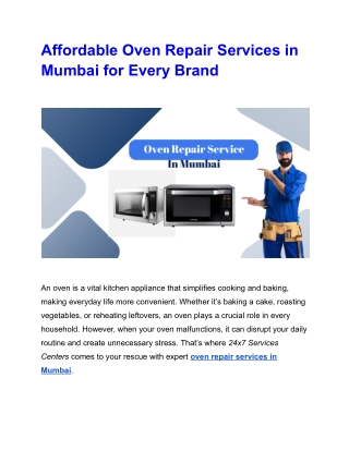 Affordable Oven Repair Services in Mumbai for Every Brand