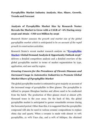 PR Pyrophyllite Market