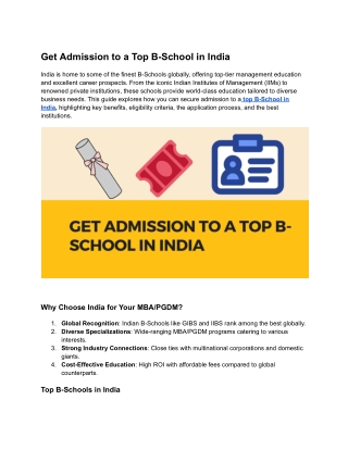 Get Admission to a Top B-School in India