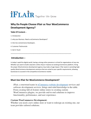 Why Do People Choose iFlair as Your WooCommerce Development Agency?