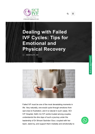 Dealing with Failed IVF Cycles: Tips for Emotional and Physical Recovery