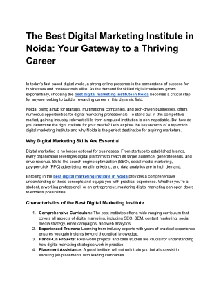The Best Digital Marketing Institute in Noida_ Your Gateway to a Thriving Career