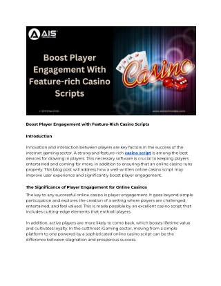 Boost Player Engagement with Feature-Rich Casino Scripts