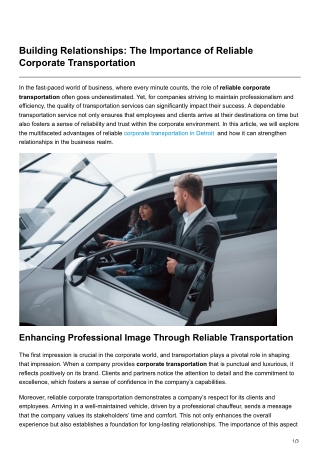 Building Relationships The Importance of Reliable Corporate Transportation