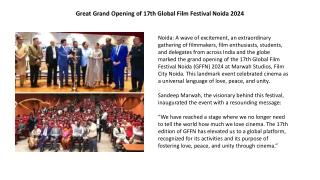 Great Grand Opening of 17th Global Film Festival Noida 2024