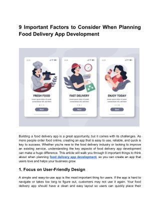 9 Important Factors to Consider When Planning Food Delivery App Development