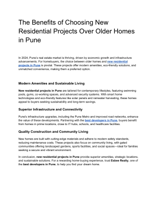 Premium New Residential Projects in Pune by Esbee Realty