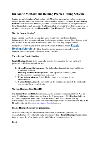 Die sanfte Methode zur Heilung Pranic Healing Schweiz