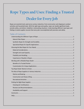 Rope Types and Uses Finding a Trusted Dealer for Every Job