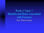 Week 2 Topic 1 Benefits and Risks Associated with Exercise