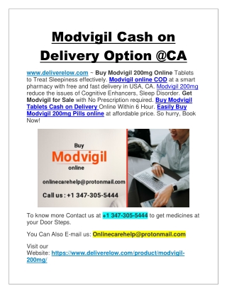 Modvigil Cash on Delivery Option CA