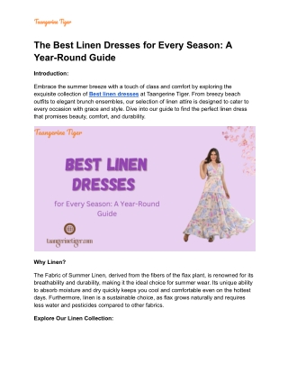The Best Linen Dresses for Every Season_ A Year-Round Guide
