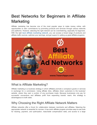 Best Networks for Beginners in Affiliate Marketing