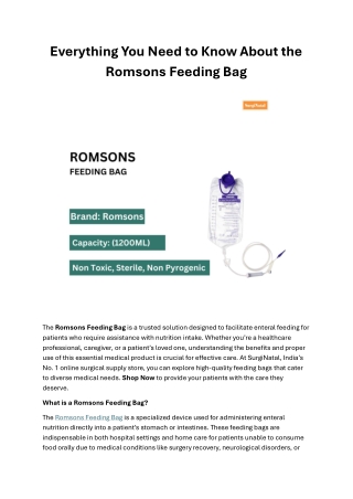 Everything You Need to Know About the Romsons Feeding Bag