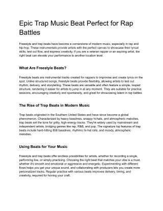 Epic Trap Music Beat Perfect for Rap Battles
