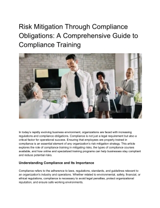 Leveraging on Microlearning to Turn Compliance-Obligations Into A Risk-Mitigatin