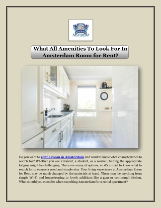 What All Amenities To Look For In Amsterdam Room for Rent