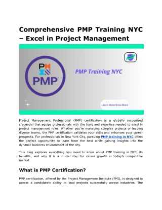 Comprehensive PMP Training NYC – Excel in Project Management