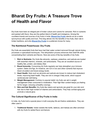 Bharat Dry Fruits_ A Treasure Trove of Health and Flavor