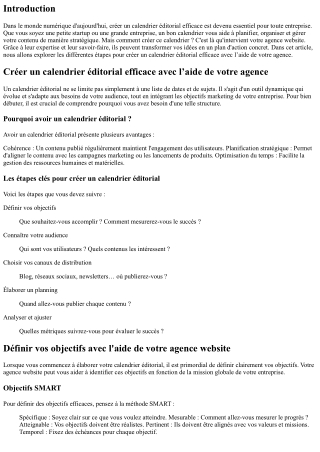“Créer un calendrier éditorial efficace avec l’aide de votre agence.