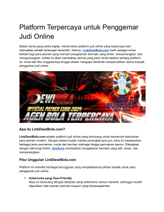 Platform Terpercaya untuk Penggemar Judi Online