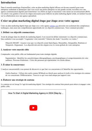 Créer un plan marketing digital étape par étape avec votre agence