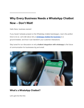 Why Every Business Needs a WhatsApp Chatbot Now – Don’t Wait!