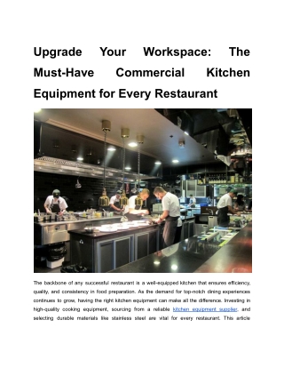 Upgrade Your Workspace_ The Must-Have Commercial Kitchen Equipment for Every Restaurant