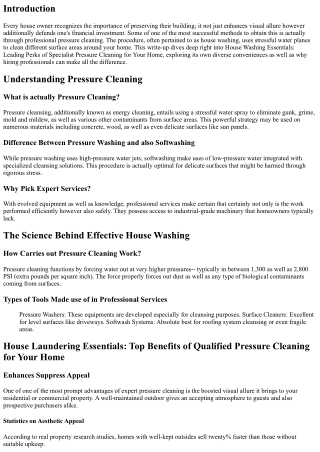 Property Washing Basics: Leading Benefits of Professional Pressure Cleaning for