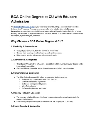 Get Your Online BCA Degree at Chandigarh University – Flexible & Accredited Prog