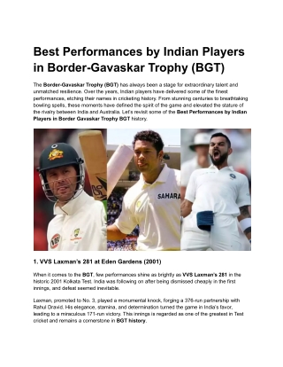 Best Performances by Indian Players in Border-Gavaskar Trophy (BGT) (1)