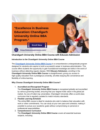 Online BBA Course at Chandigarh University – Flexible, Accredited Business Progr