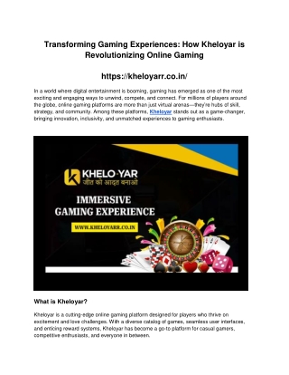 kheloyarr - online gaming platform