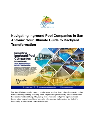 Navigating Inground Pool Companies in San Antonio_ Your Ultimate Guide to Backyard Transformation