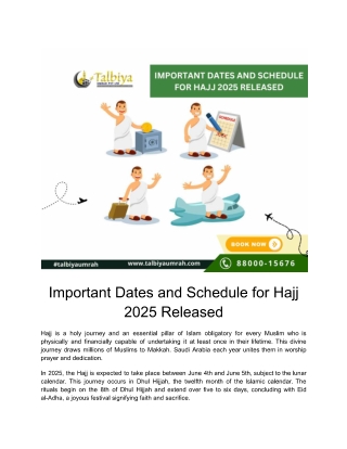Important Dates and Schedule for Hajj 2025 Released